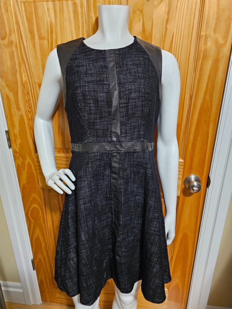 39. Judith & Charles Size 12 Leather/Cotton/Linen Dress